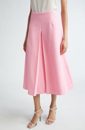 Emilia Wickstead Sato Front Pleat Crepe Midi Skirt in Rose Pink at Nordstrom Rack, Size 2 Us / 6 Uk