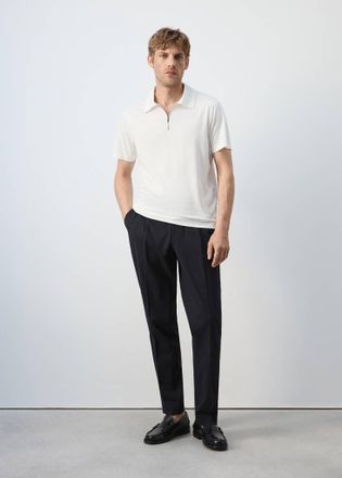 Mango Polo regular-fit zip bianco - Uomo - XXL - MANGO MAN