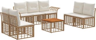vidaXL Conjunto De Sof&aacute;s De Exterior 8 Uds. 7 Plaza Natural Y Crema Vidaxl