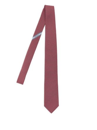 Ferragamo gancini-print tie - men - Silk - One Size - Red