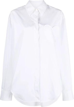 Moschino Camicia Jeans - Dames - Overhemden - Wit - L - Katoen - Overhemden