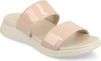 Journee Collection Janis Wedge Slide Sandal in Patent/nude at Nordstrom Rack, Size 7.5