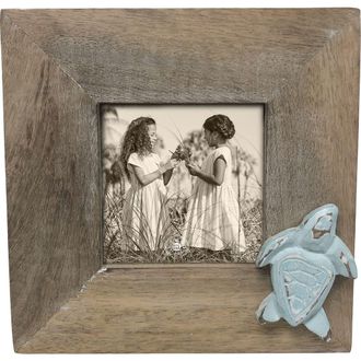 Beachcombers Whitewashed Turquoise Turtle 4x4 Picture Frame in Brown at Nordstrom, Size Medium