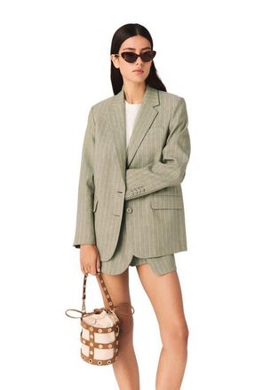 Maje Linen blend suit jacket in Khaki at Nordstrom, Size 34 Eu