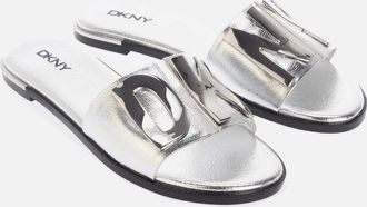 DKNY Womens Waltz Flat Sandal - Silver - Size: 5