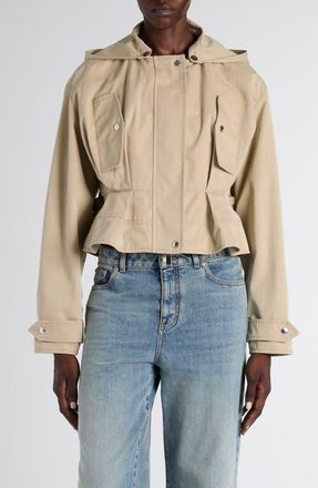 Alexander McQueen Belted Cotton Windbreaker Jacket in Pale Beige at Nordstrom, Size 12 Us