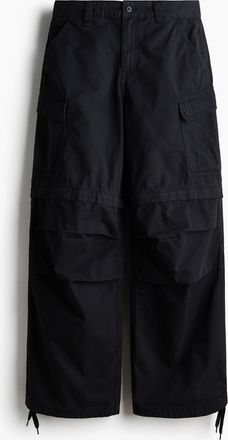 H&M Zip-off-Cargohose in Loose Fit - Schwarz
