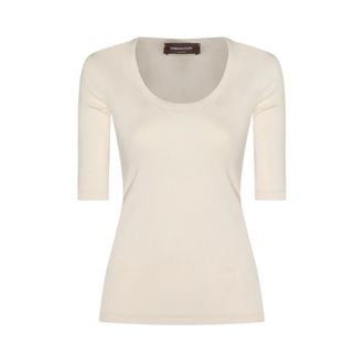Fabiana Filippi Scoop-neck T-shirt - female - Fabiana Filippi - T-Shirts - Beige - XS - Tops