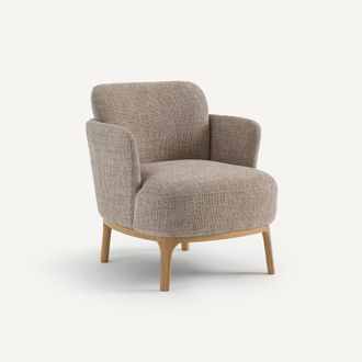 AM.PM Fauteuil in gem&ecirc;leerde stof en massief eiken, Jabote