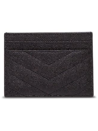 Saint Laurent Womens Card Holder Quilted Leather Black Calfskin Accessory