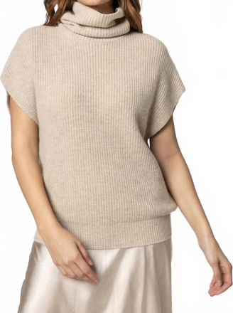 Lilla P Cashmere Blend Ribbed Turtleneck Sweater In Husk