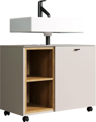 WELLTIME Waschbeckenunterschrank »San Pedro« 1 Stk. tlg. Waschbeckenunterschrank a. Rollen, Soft-Close 80/42/64 cm