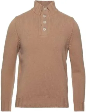 Gran Sasso Mens Knitted Turtleneck Top In Camel
