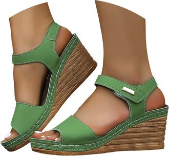 Generic Platform Wedge Sandals for Women 2026 Dressy Summer Casual Open Toe Low Heel Ankle Strap Platform Sandals for Office Work Breathable Casual Vacation S