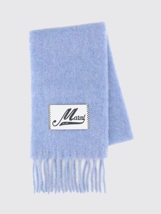 Marni Logo-Patch Fringed Alpaca Wool-Blend Scarf in a Colour-Block Design