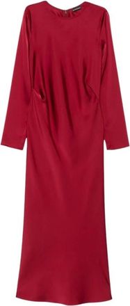 Emporio Armani Abito Midi in Tecno Twill Effetto Seta - - Dresses - Donna - Rosso - XS