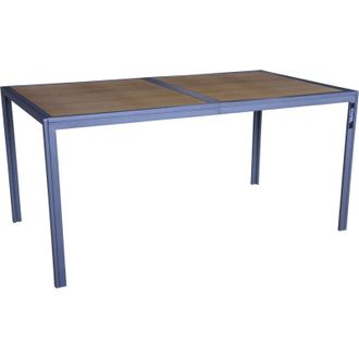Habitat et Jardin Tavolo da giardino in metallo finto legno Tossa - 160 x 90 x 75 cm - Marrone