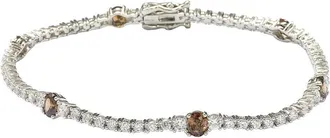 Suzy Levian Sterling Silver Brown and White Cubic Zirconia Tennis Bracelet
