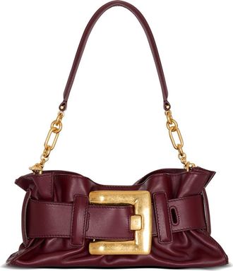 Balmain Mini Anthem Leather Shoulder Bag in 3Ar Eggplant at Nordstrom