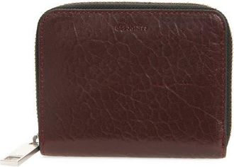 AllSaints Lena Hex Leather Zip Wallet in Port Red at Nordstrom