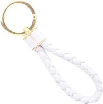Bottega Veneta Pre-owned Accessories, female, White, Size: ONE SIZE Pre-owned Intrecciato Leather Keychain