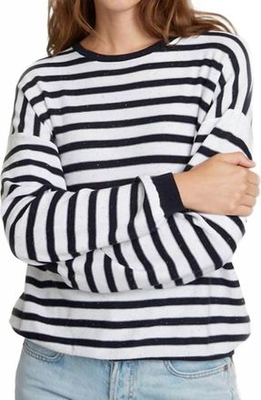 Autumn Cashmere Baby Sequin Striped Crew Sweater In Navy Stripe