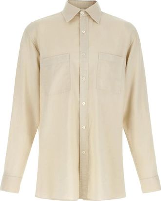 Cellar Door Paul Cotton Shirt - Heren - Casual Overhemden - Beige - XL - Katoen - Overhemden