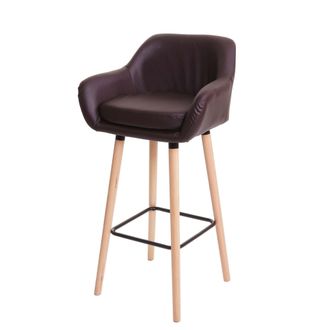 Hhg [nunca Usado] Taburete De Bar Malm&ouml; T381, Taburete De Bar Taburete De Mostrador Certificado Mvg, Imitaci&oacute;n De Cuero, Marr&oacute;n