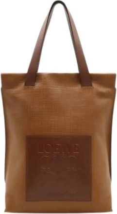 Loewe Pre-owned Linnen Tote Tas - Dames - Vintage Shopper - Bruin - ONE Size - Linnen - Vintage