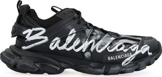Balenciaga Mens Track Signature Low-Top Sneakers Black Polyurethane; Polyester Trainers