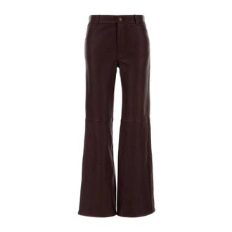 Chlo&eacute; Leather Trousers, female, Purple, Size: S Flared Leather Pants