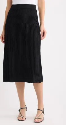 Anne Klein Pleated Sweater Skirt in Anne Black at Nordstrom, Size Xx-Small