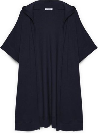 Fiorella Rubino Gilet Lungo con Cappuccio - - Knitwear - Donna - Blu - S