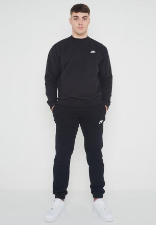 Nike Mens Club Fleece Full Tracksuit Set Black Cotton - Size X-Large
