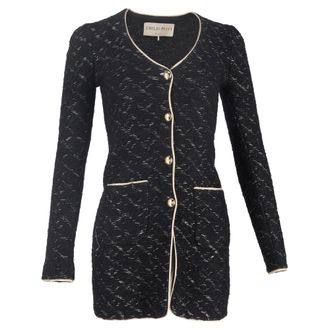 Emilio Pucci Emilio Pucci Gewatteerde Jas met Gouden Afwerking in Zwarte Wol