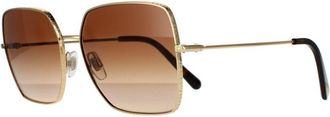 Dolce & Gabbana Square Womens Gold Dark Brown Gradient Sunglasses Metal - One Size