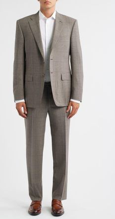 Canali Siena Regular Fit Brown Glen Plaid Impeccabile Wool Suit in Beige at Nordstrom, Size 42 Us