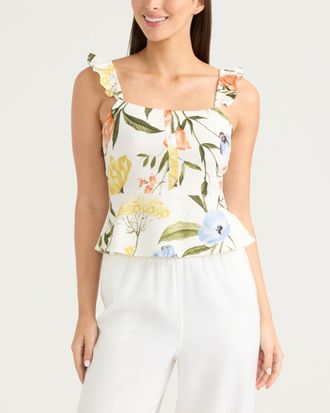 Ellen Tracy Womens Ruffle Sleeve Top