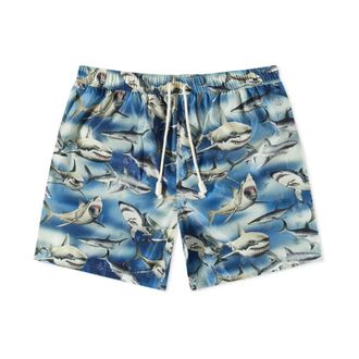 Palm Angels Beachwear, male, Blue, XL, Shark Logo Swim Shorts