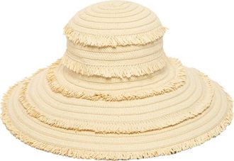 San Diego Hat Company Fringe Wide Brim Sun Hat in Ivory at Nordstrom Rack