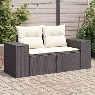 vidaXL Divano da Giardino con Cuscini a 2 Posti Nero in Polyrattan - Vidaxl