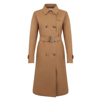Herno Trench Coats, female, Beige, Size: M Long Trench in Cotton