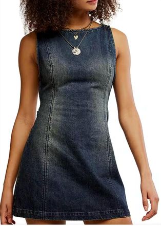 Free People Atlas Denim Mini Dress In Indigo