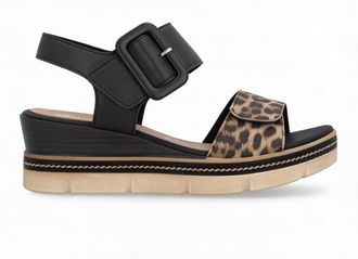 Remonte D2l53-03 Womens Wedge Sandals Black Leather - Size UK 7.5