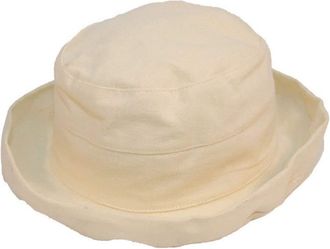 JMC New Ladies Linen Cotton Sun HAT with Turn UP Brim (Natural)