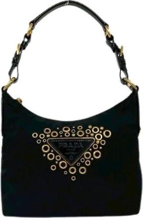 Prada Pre-owned Shoulder Bags, female, Black, Size: ONE SIZE Pre-owned Nylon Patent Leather Shoulder Bag