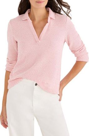 Nic+Zoe Tuck Stitch Knit Polo in Pink Multi at Nordstrom, Size X-Large