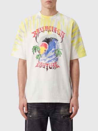 Balenciaga T-shirt in cotone con stampa grafica e spalle cadute