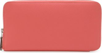Herm&egrave;s Silkin Rose Azalee Epsom Leather Silk Long Wallet (Bi-Fold) (Pre-Owned)
