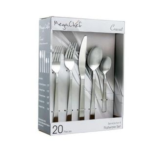 MegaChef Cravat 20 Piece Flatware Utensil Set, Stainless Steel Silverware Metal Service for 4 in Matte Silver at Nordstrom